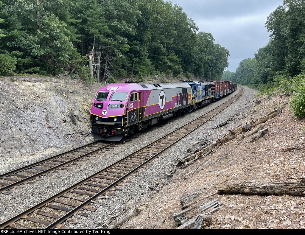 MBTA 2027 & MEC 5933 lead a CWR train
